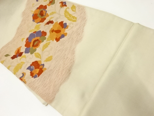 アンティーク　花唐草模様織出し袋帯（材料）